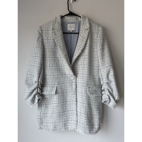 Anthropologie Tops - Anthropologie Maison d’ Amelie Paris Wool Jacket Size 8 Tweed Ruched Sleeve​​